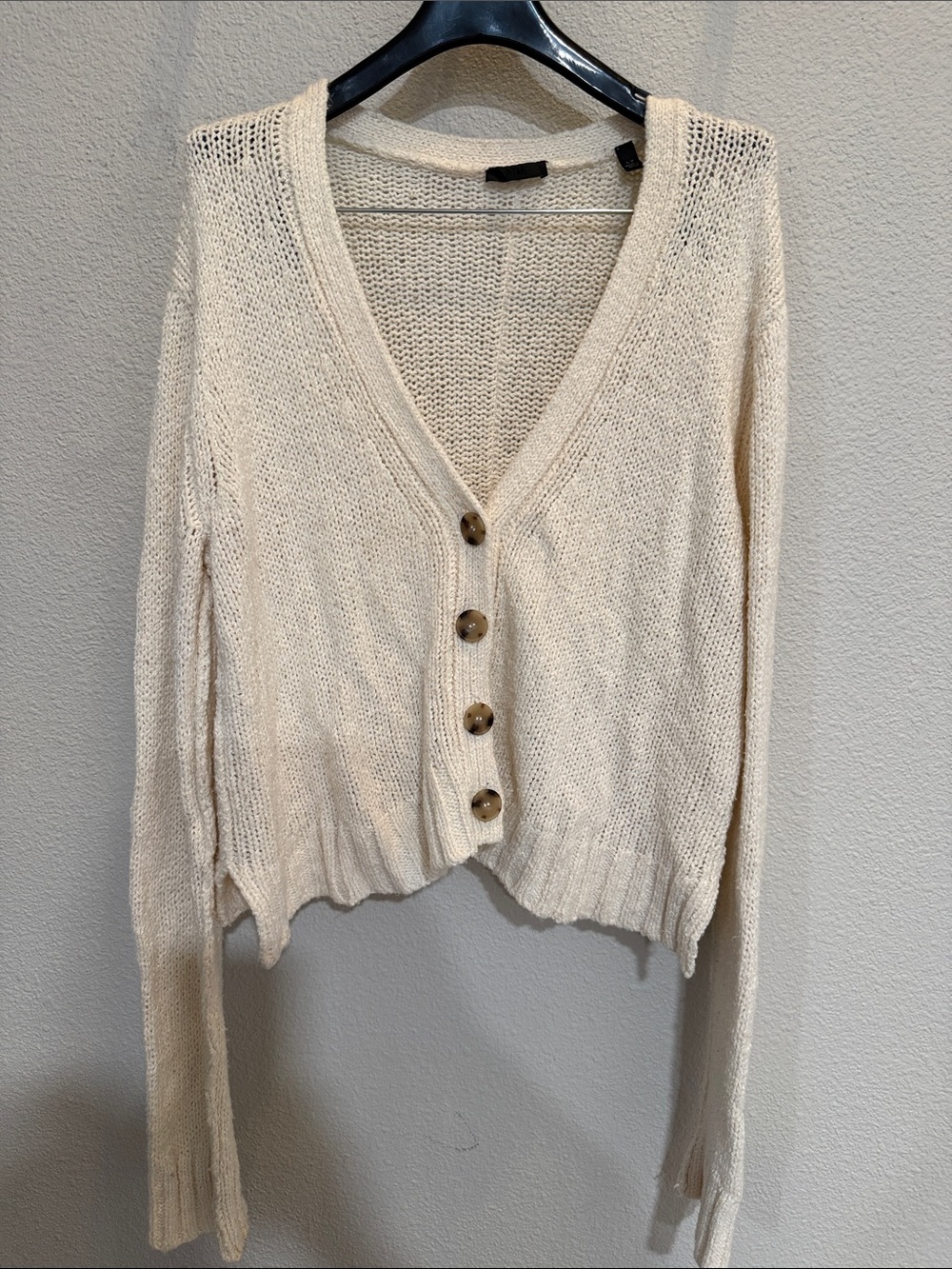 🦢ATM🦢 Cropped Cream Crochet Cardigan Sweater